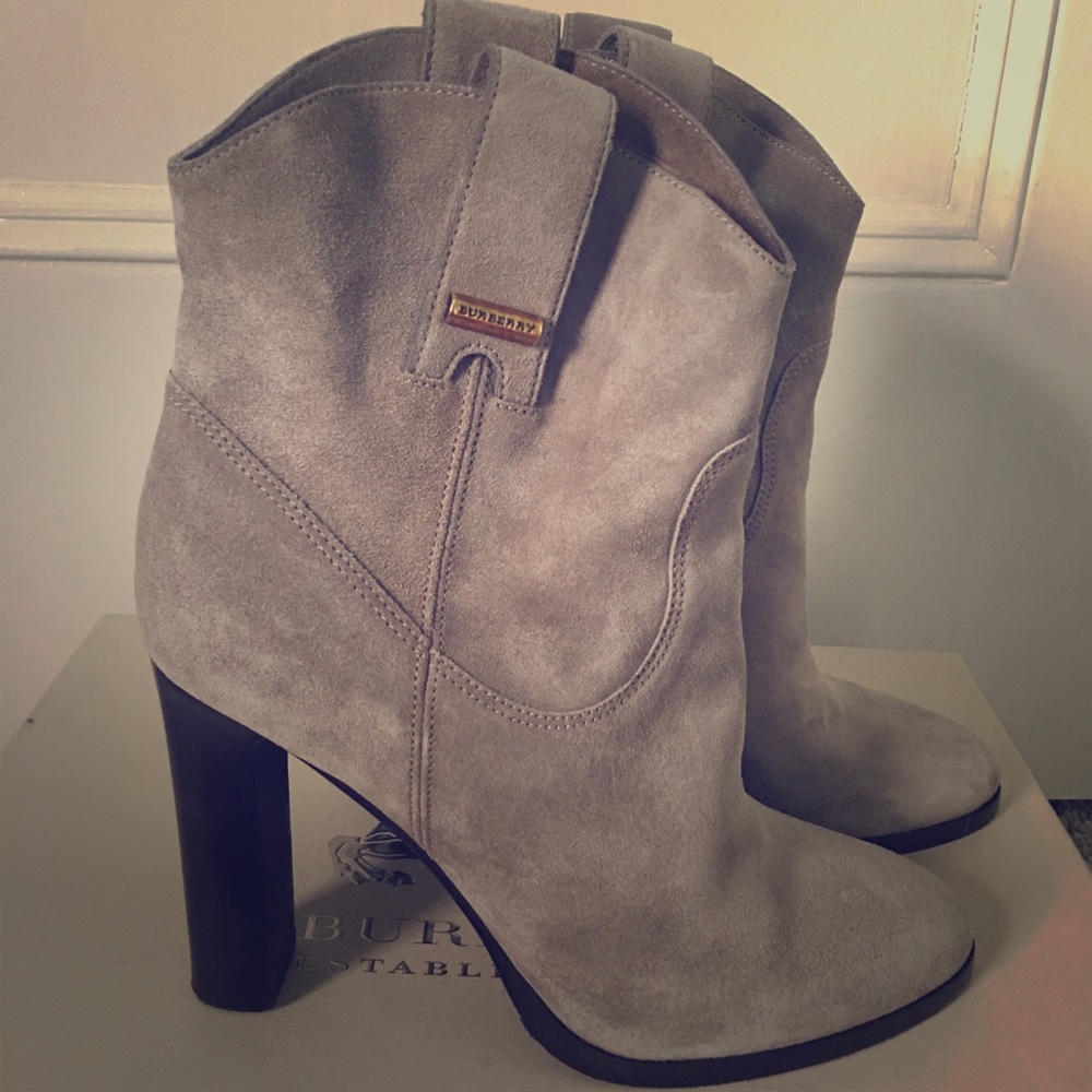 Burberry suede Finghin ankle boots.